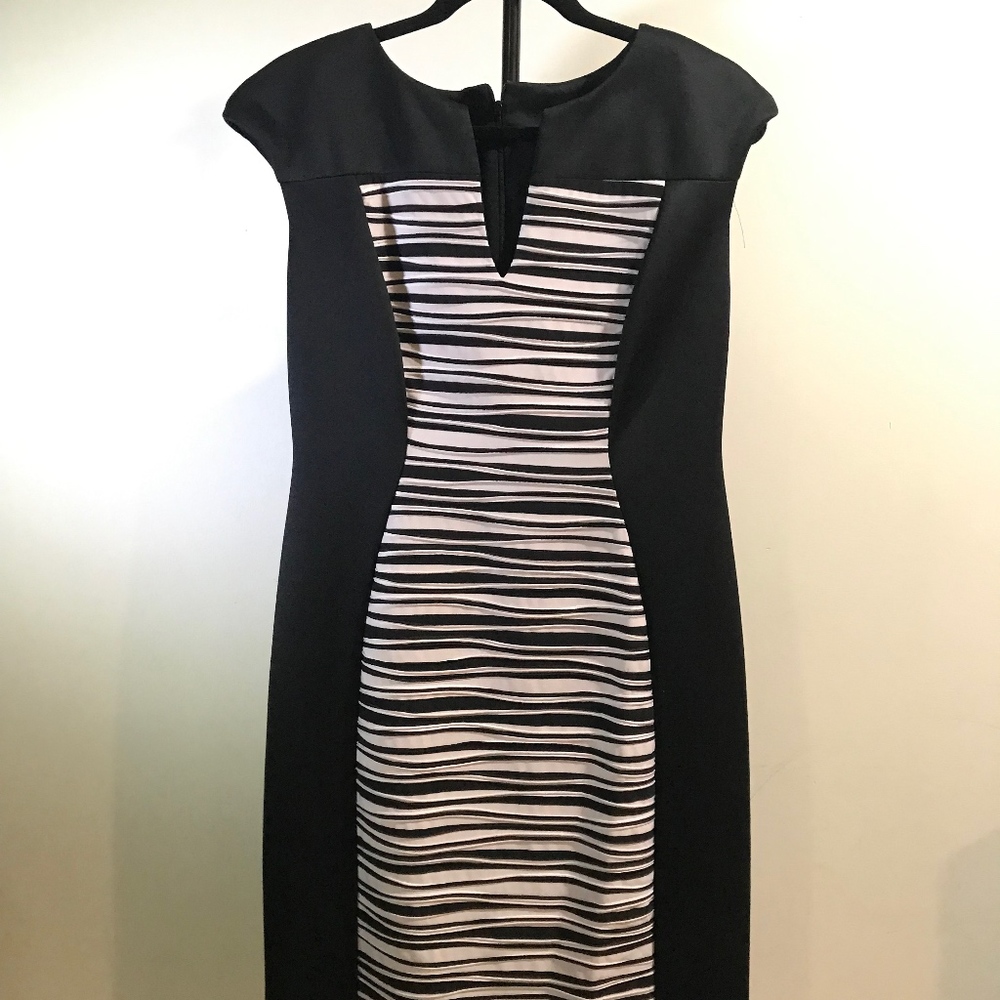 Connected Apparel Black Striped Dress